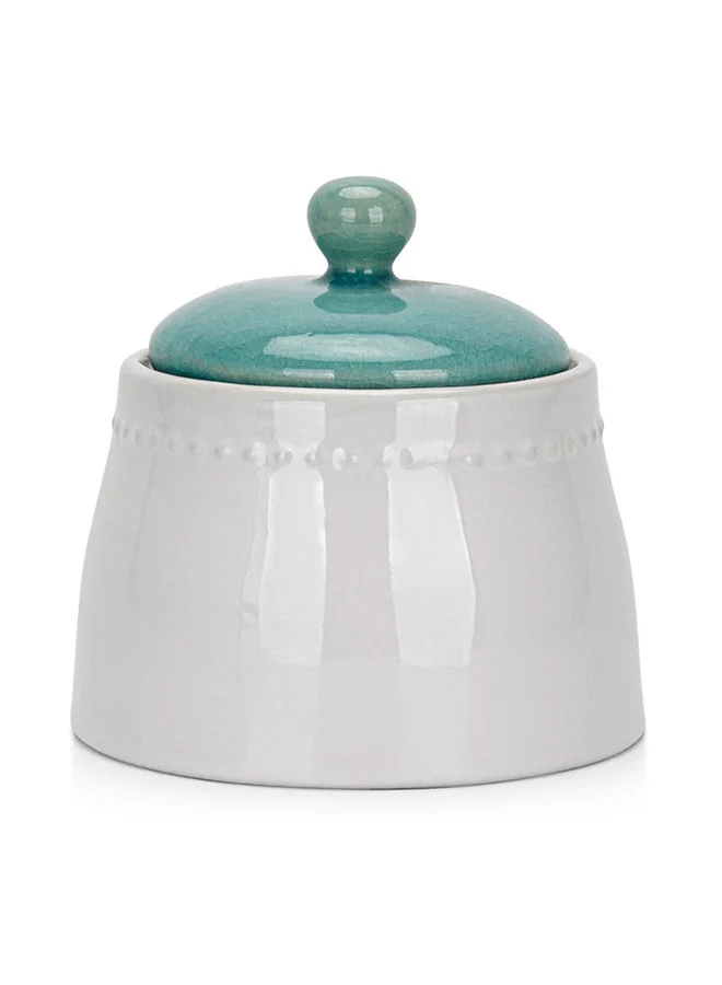 Fissman Sugar Pot, Ceramic Azure Celine Series, Sweetener Dispenser For Tea and Coffee, Durable, Storage Tank For Salt, Pepper And Spices, Seasoning Pot For Kitchen 450ml