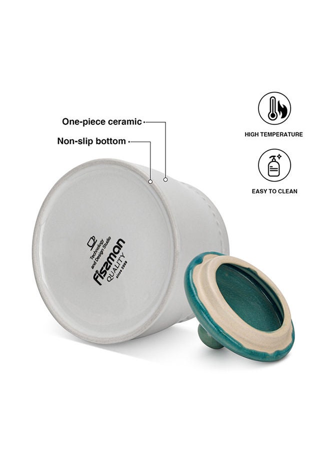 Fissman وعاء سكر، سيراميك أزور سلسلة سيلين، موزع محلي للتحلية للشاي والقهوة، متين، خزان تخزين للملح والفلفل والتوابل، وعاء توابل للمطبخ 450 مل - Image 5