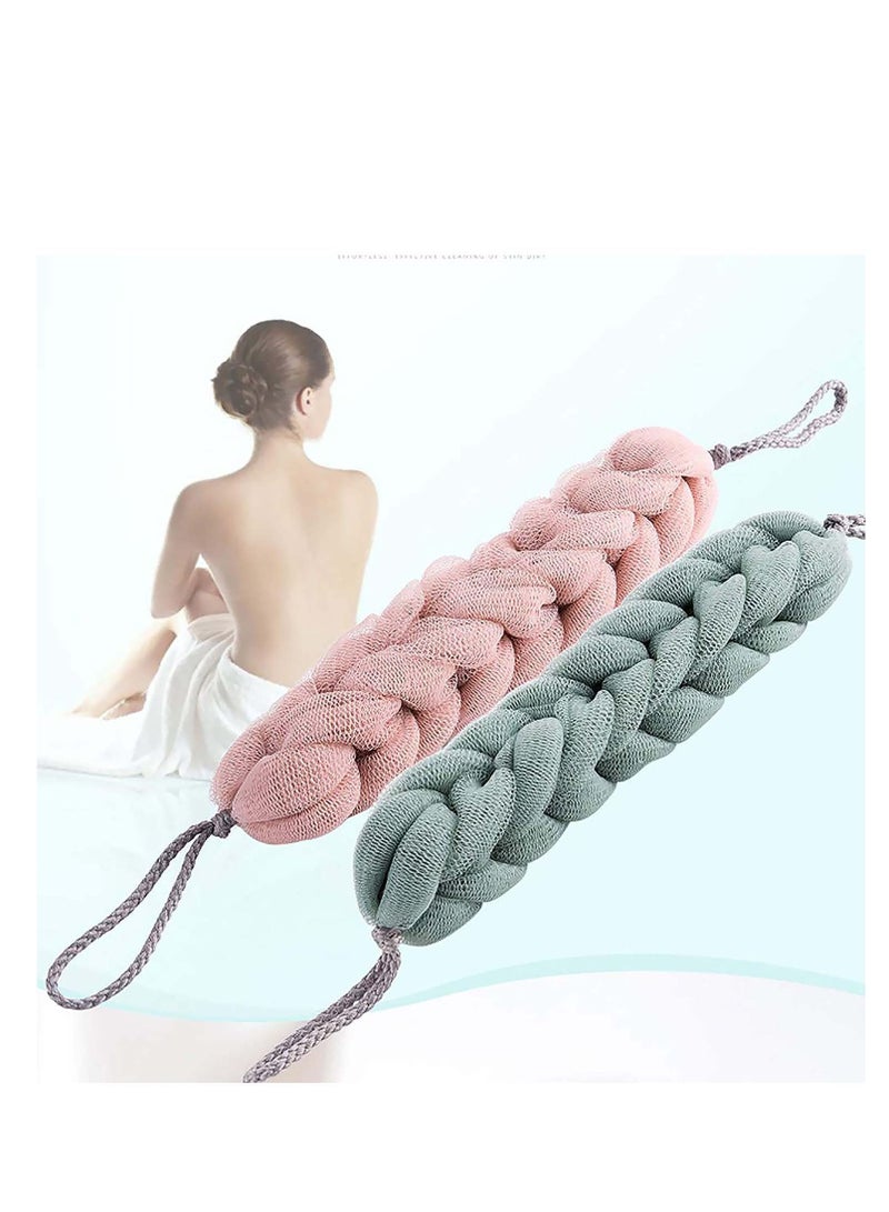 Long Stretch Back Sponge, Scrubber, Bath Shower Mesh Sponge Body Scrub Braided Loofah Stretch, Brush Washer Exfoliator for Men and Women, Deep Clean Relax Your Body(2 Pack) - Image 1