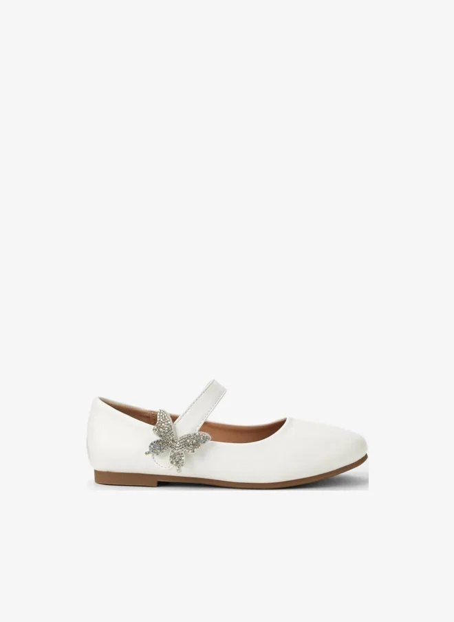 Flora Bella By Shoexpress Girls Butterfly Accent Ballerina Shoes