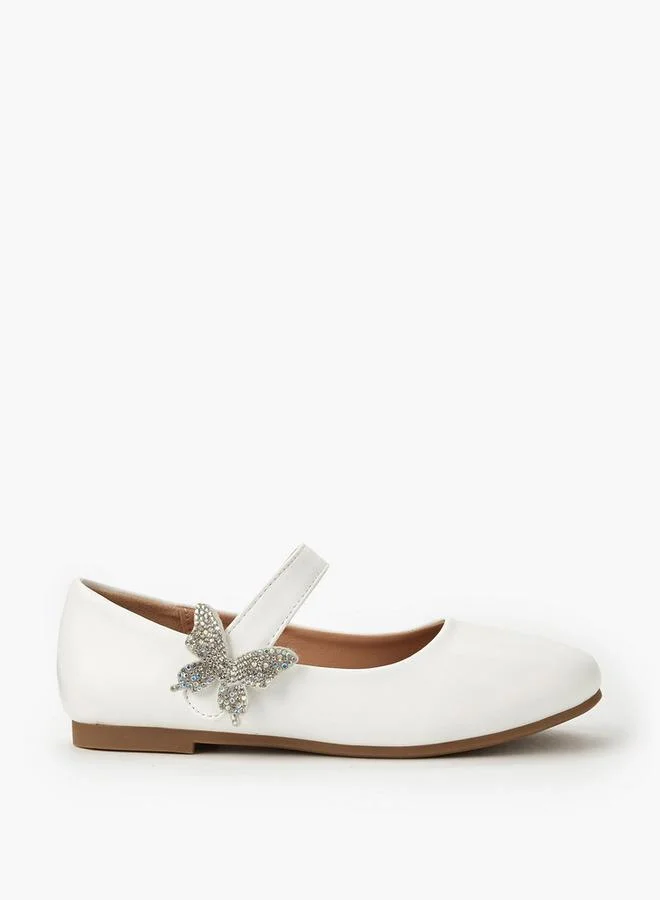 Flora Bella By Shoexpress Girls Butterfly Accent Ballerina Shoes