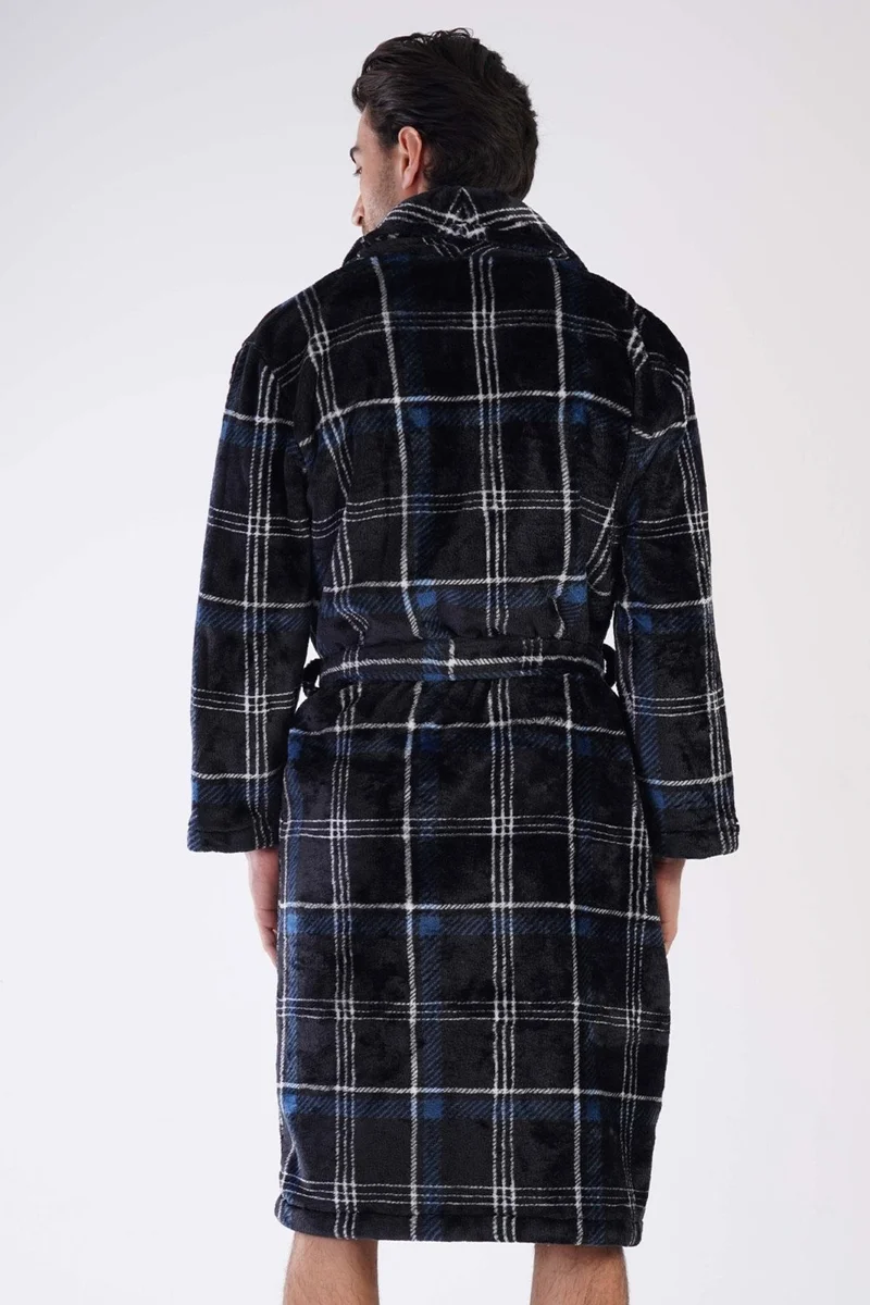 فينيتا Men's Shawl Collar Welsoft Black Dressing Gown C3T1N0O087