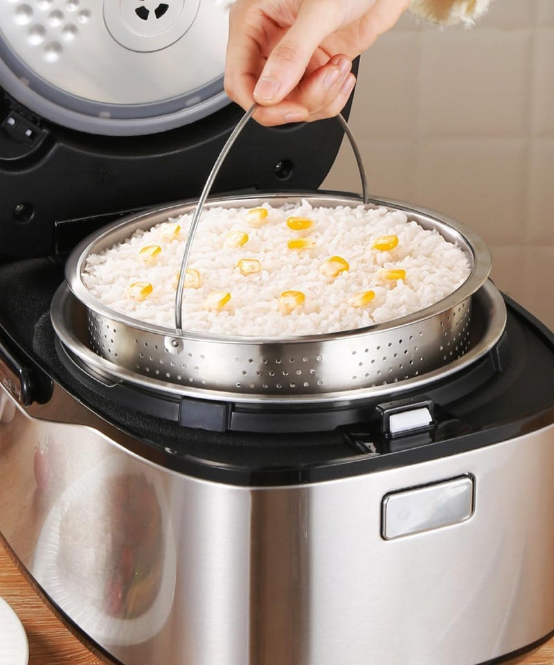 HEVASNEK Steel Steaming Basket, Food Steaming Basket for Cooking with Handle Vegetables Fruit Colander Full Handle for Easy Use (Outer Dia.20cm/7.8") - Image 4