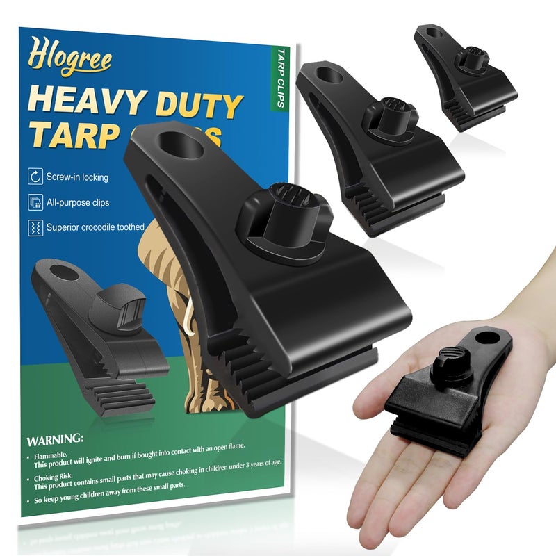 Hlogree 40Pcs Upgrade Large Tarp Clips Heavy Duty Lock Grips for TarpsOutdoor Heavy Duty Clamp Lock GripCar Cover Tie Down Clips Clamps for Pool Cover Camping Caravan CanopiesTarp Tie Downs