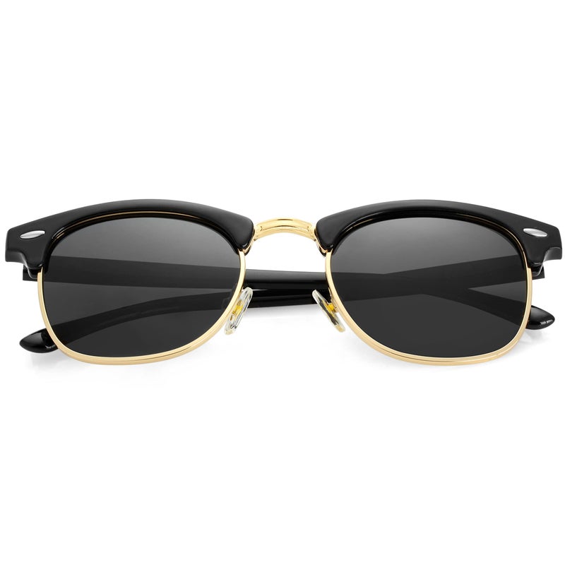Kursan Classic Polarized Sunglasses for Men Women Semi Rimless Frame Sports Sun Glasses (Bright Black Gold) - Image 5