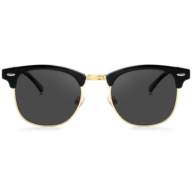 Kursan Classic Polarized Sunglasses for Men Women Semi Rimless Frame Sports Sun Glasses (Bright Black Gold) - Image 4
