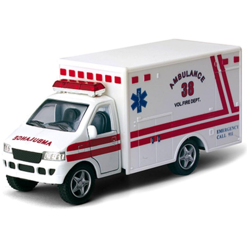 KiNSMART Rescue Team Ambulance 5" Die Cast Metal Cabin w/Pullback Action - Image 1