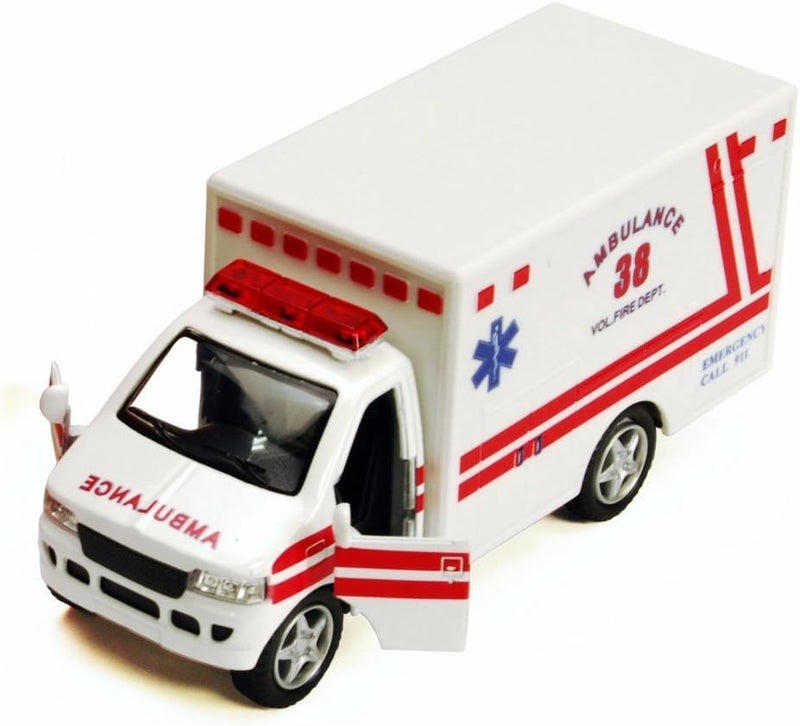 KiNSMART Rescue Team Ambulance 5" Die Cast Metal Cabin w/Pullback Action - Image 2