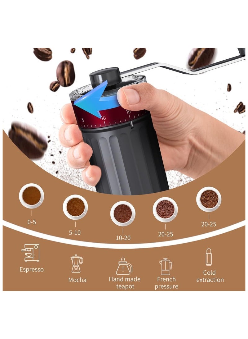 فولانري مطحنة قهوة يدوية محمولة مع 40 إعدادًا قابلًا للتعديل، سعة 25 جرامًا لصب قهوة الإسبريسو الفرنسية للسفر والتخييم والمكتب والإسبريسو والصب وما إلى ذلك (قطع سيراميك) - Image 3