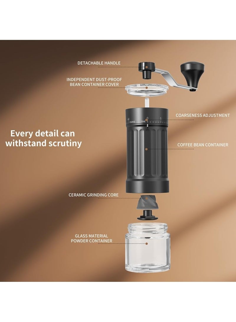 فولانري مطحنة قهوة يدوية محمولة مع 40 إعدادًا قابلًا للتعديل، سعة 25 جرامًا لصب قهوة الإسبريسو الفرنسية للسفر والتخييم والمكتب والإسبريسو والصب وما إلى ذلك (قطع سيراميك) - Image 4
