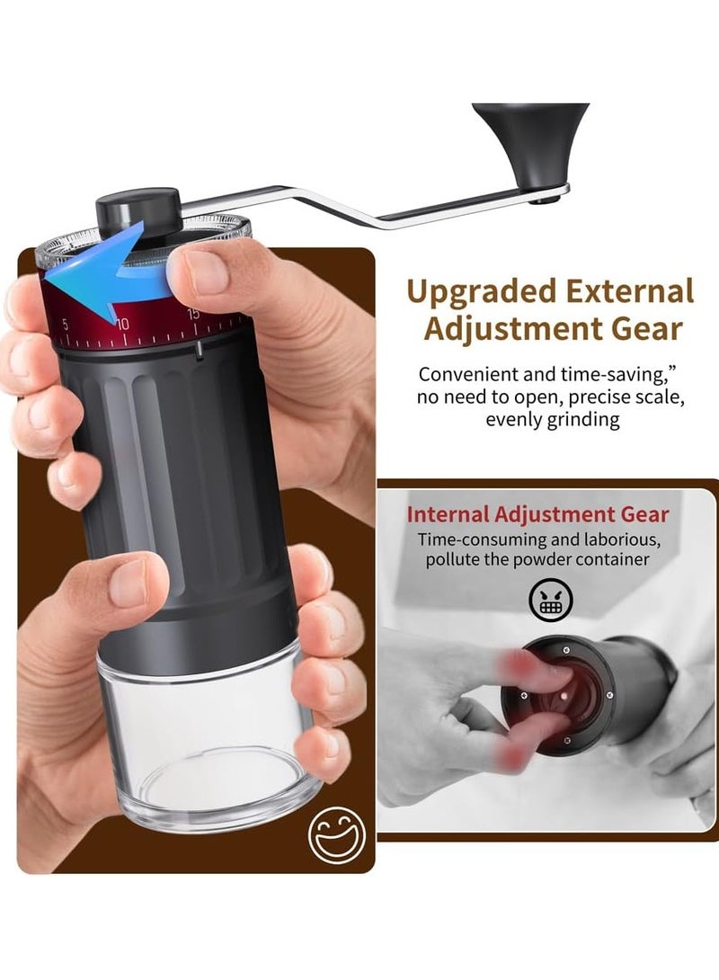 فولانري مطحنة قهوة يدوية محمولة مع 40 إعدادًا قابلًا للتعديل، سعة 25 جرامًا لصب قهوة الإسبريسو الفرنسية للسفر والتخييم والمكتب والإسبريسو والصب وما إلى ذلك (قطع سيراميك) - Image 2