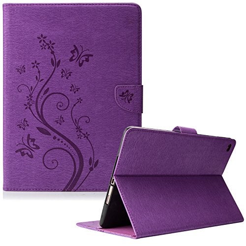 Dteck for iPad 6th/5th Gen Case, Air 2/1 9.7-Inch, Cute Butterfly Folio with Stand/Slots, Slim Fit PU Leather (Purple) - Image 1