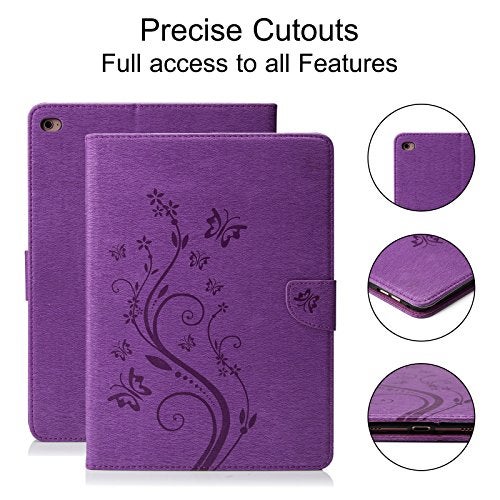 Dteck for iPad 6th/5th Gen Case, Air 2/1 9.7-Inch, Cute Butterfly Folio with Stand/Slots, Slim Fit PU Leather (Purple) - Image 3