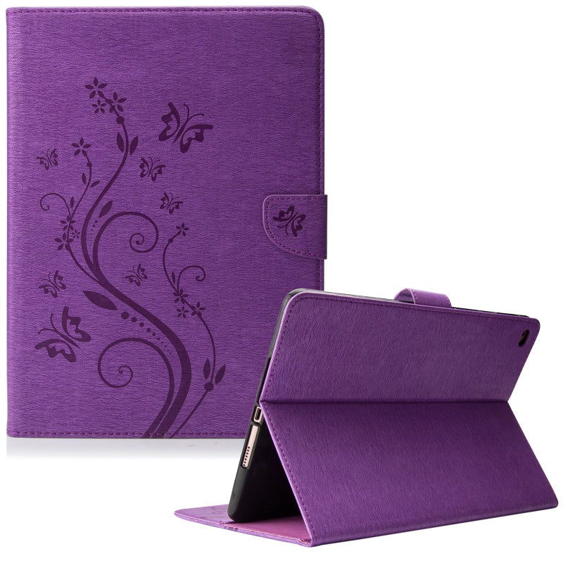 Dteck for iPad 6th/5th Gen Case, Air 2/1 9.7-Inch, Cute Butterfly Folio with Stand/Slots, Slim Fit PU Leather (Purple) - Image 2