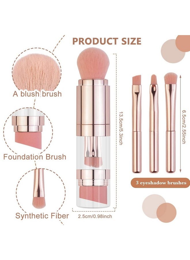 SKINPLUS SKINPLUS 5 In 1 Makeup Brush Set, Includes Foundation Brush, Face Brush, Lip Brush, Eyeshadow Brush And Eyebrow Brush, Travel Portable Mini Cosmetic Make Up Brushes Kits  - Image 2