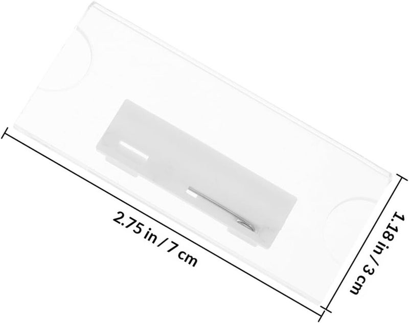 10pcs Acrylic Badge Holders 70x30mm Reusable Work Id Card Cases with Pin Clips for Employees and Students Office School Use - Image 2
