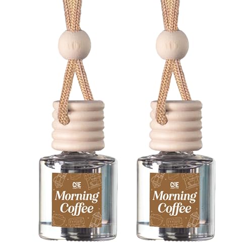 CE CRAFT C&E Craft Co Hanging Car Air Freshener Diffuser 2 Pack, Long Lasting Fragrance Oil Car Freshener, Glass Bottle Auto Air Freshener, Made in USA (Morning Coffee) - Image 1