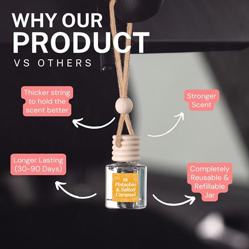 CE CRAFT C&E Craft Co Hanging Car Air Freshener Diffuser 2 Pack, Long Lasting Fragrance Oil Car Freshener, Glass Bottle Auto Air Freshener, Made in USA (Morning Coffee) - Image 3