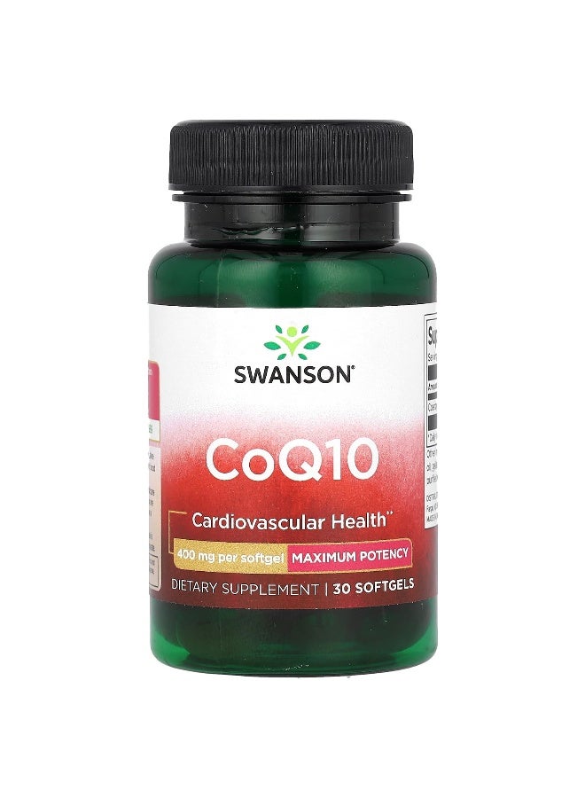SWANSON سوانسون، CoQ10، أقصى قوة، 400 ملغ، 30 كبسولة لينة - Image 1