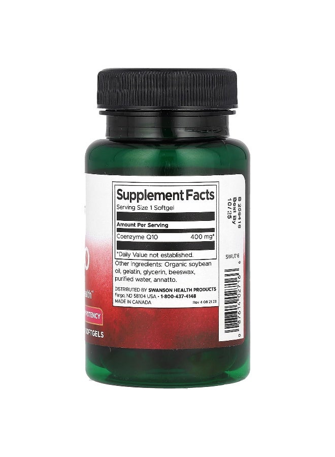 SWANSON سوانسون، CoQ10، أقصى قوة، 400 ملغ، 30 كبسولة لينة - Image 2