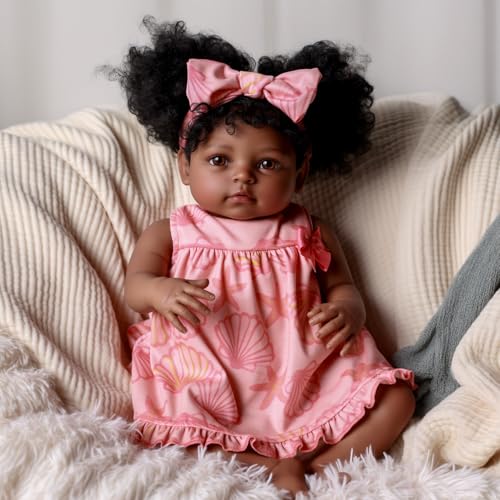 BABESIDE Lifelike Reborn Baby Dolls Daisy Black Girl 20 Inch Soft Body RealisticNewborn Handmade Real Life Baby Dolls with Clothes and Toy Gift for Kids Age 3 - Image 1
