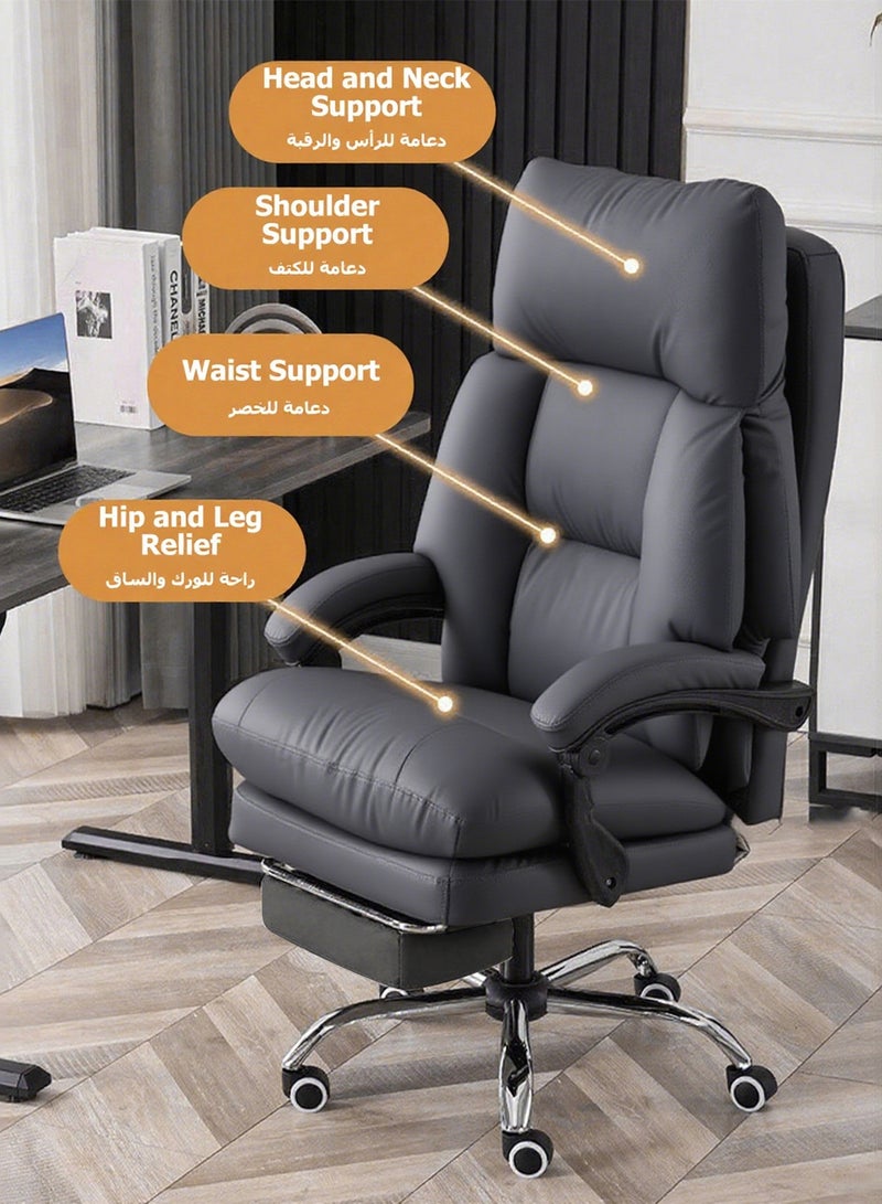 ويمارت بو الجلودكرسي مريح للمكتبكرسي كرسي الألعابلغرفة النوم وغرفة الطعام باللون أسود - Image 3