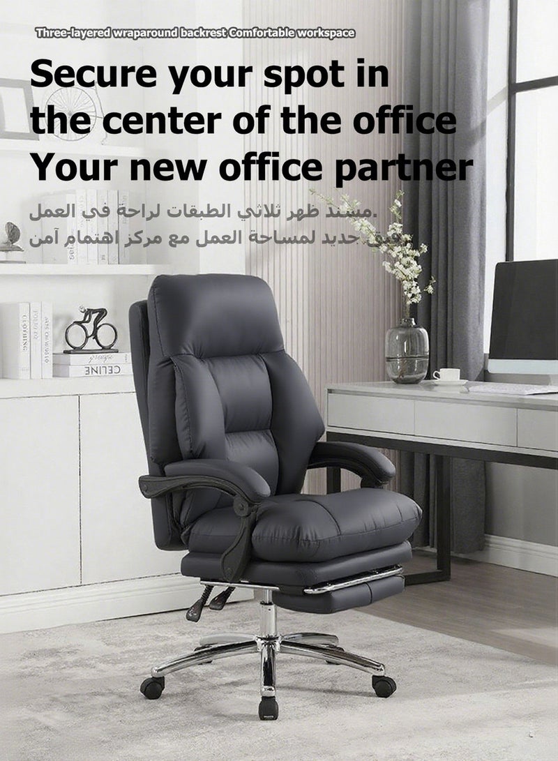 ويمارت بو الجلودكرسي مريح للمكتبكرسي كرسي الألعابلغرفة النوم وغرفة الطعام باللون أسود - Image 5