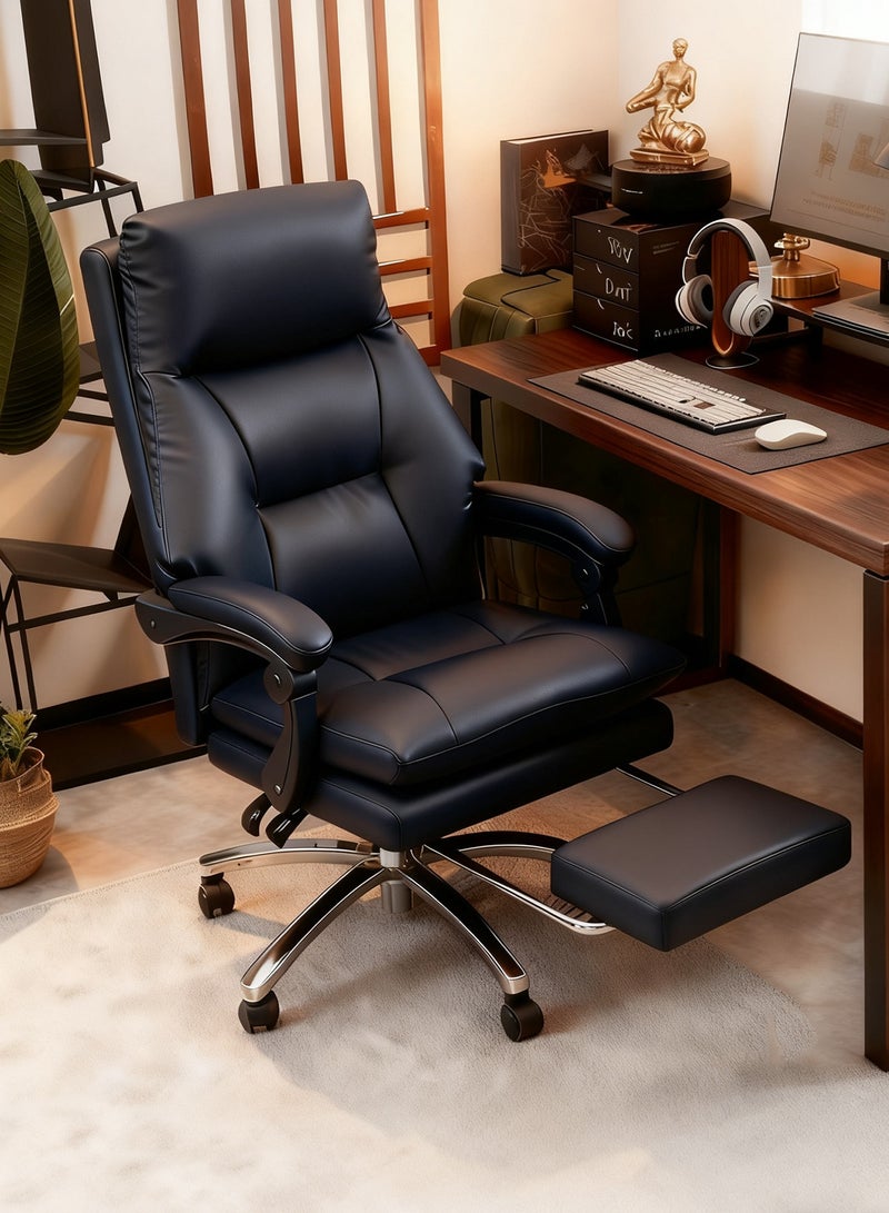 ويمارت بو الجلودكرسي مريح للمكتبكرسي كرسي الألعابلغرفة النوم وغرفة الطعام باللون أسود - Image 1