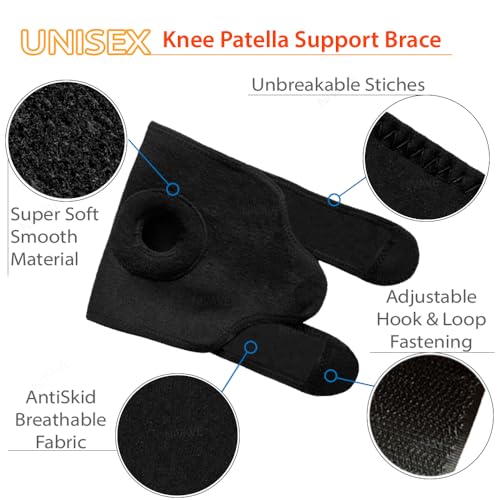 Nivave neoprene blend Knee support fully adjustable brace, Knee Cap Open Patella support for Knee Pain, Activities, Arthritis, and Protection for Men and Women (Universal, Black, 1) - Image 3