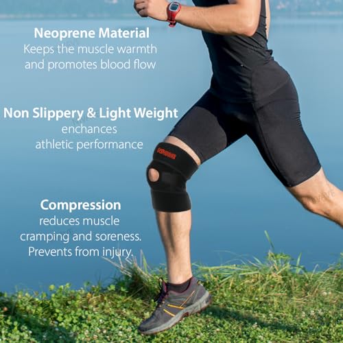 Nivave neoprene blend Knee support fully adjustable brace, Knee Cap Open Patella support for Knee Pain, Activities, Arthritis, and Protection for Men and Women (Universal, Black, 1) - Image 5