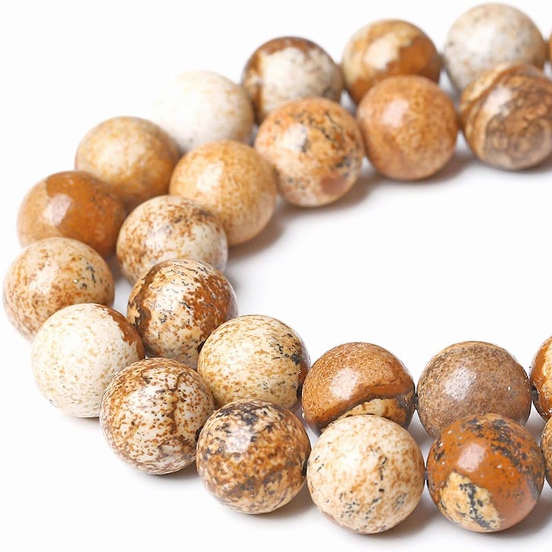 6mm Natural Picture Jasper Beads Round Gemstone Loose Beads for Jewelry Making 6366pcsstrand