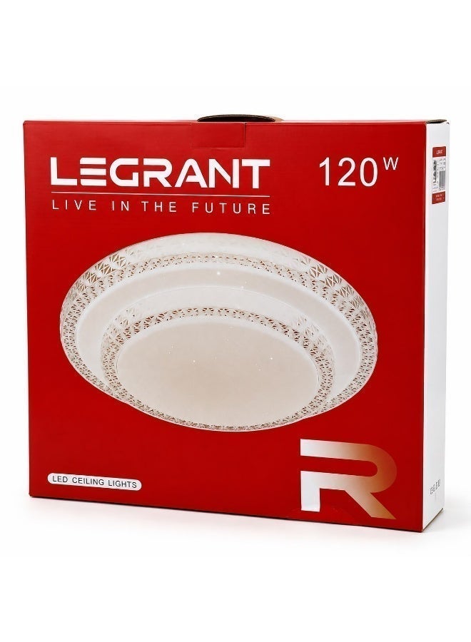 120W LED Crystal Ceiling Light | 3 Color Changing | Modern Round Flush Mount | Home & Office - Image 4