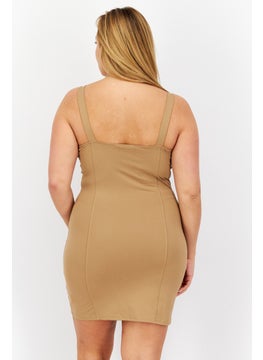 BB Dakota by Steve Madden Women Plain Mini Dress, Tan  - Image 3