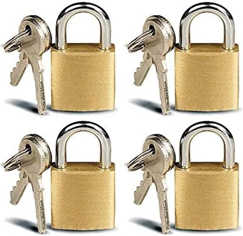 AQ AQSON AQSON Set of 4 Mini Brass Padlocks for Luggage and Lockers - Keyed Alike - Image 1