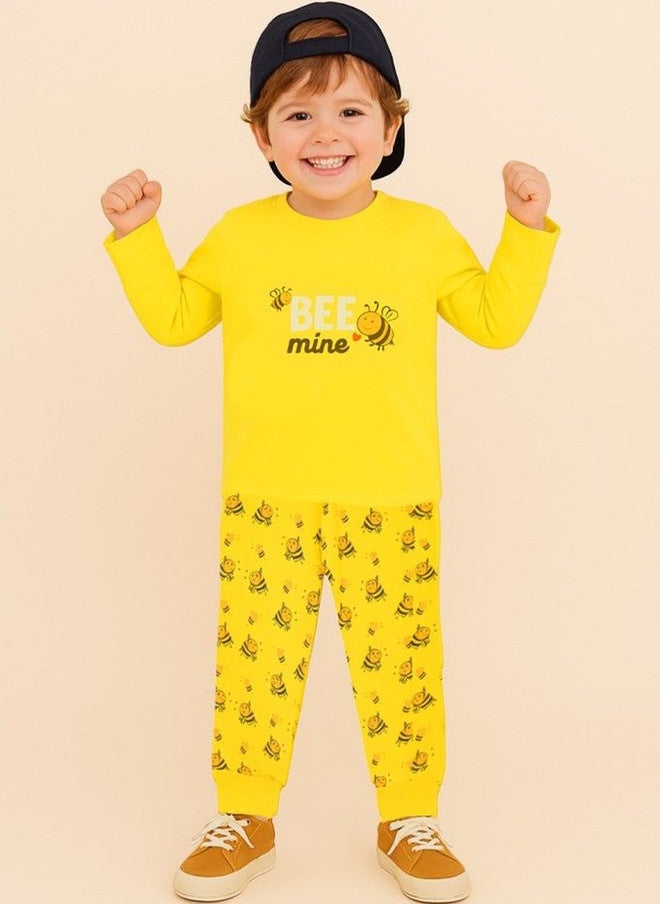 Kidbea Kids Cotton Nightwear Set - Soft Breathable Sleepwear with Bee Print - Image 1