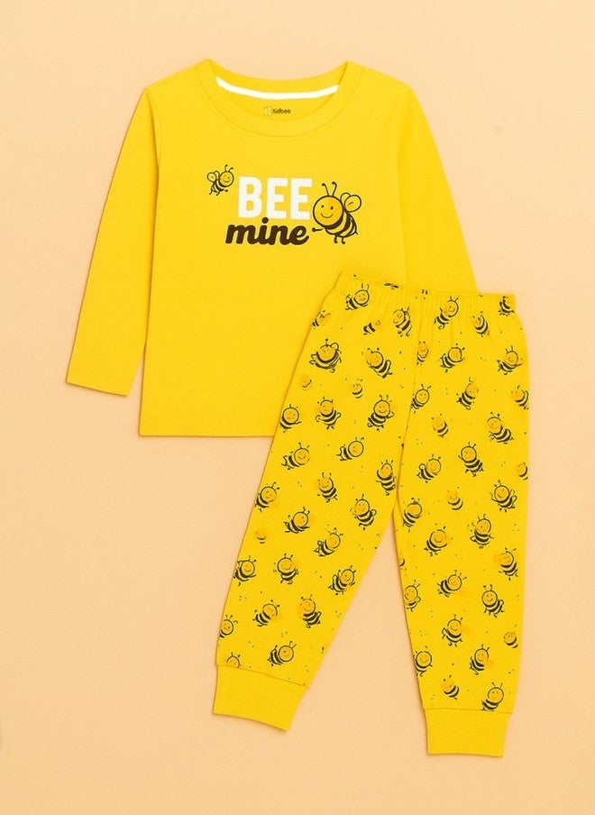 Kidbea Kids Cotton Nightwear Set - Soft Breathable Sleepwear with Bee Print - Image 2