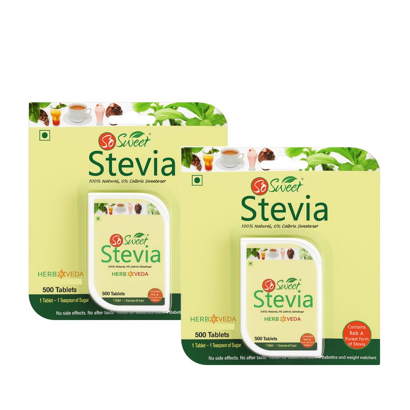 So Sweet Stevia Tablets Sugar Free Natural Sweetener Zero Calorie 1000 Tablets -Pack of 2 (500 Each) - Image 1