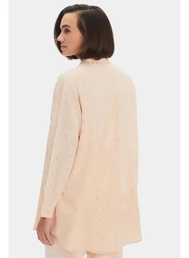 JUNE June Women 100% Viscose Oversize/Loose Fit Fited Shirt Light Beige
