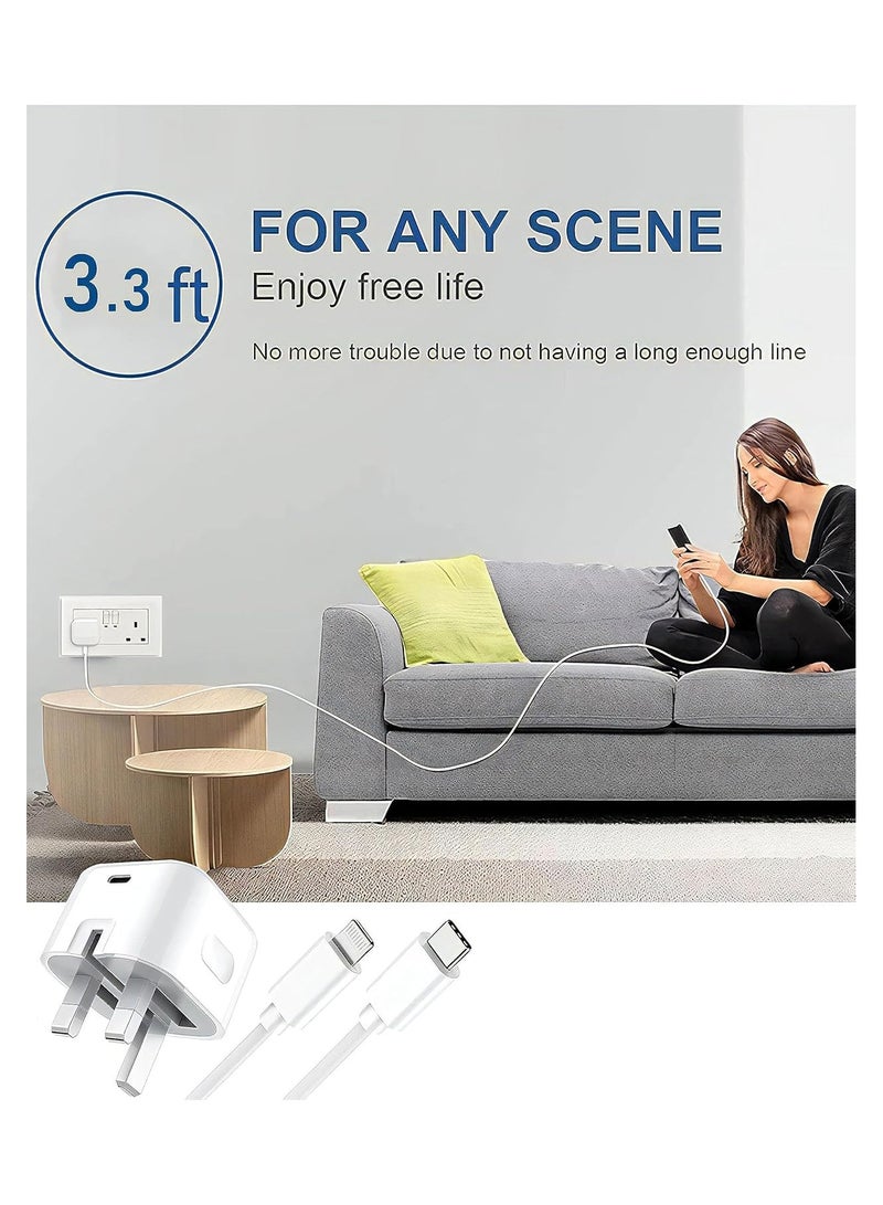 iPhone 20W Fast Charger | USB C Wall Fast Charger with USB C to Lightning Cable Compatible with iPhone 14/14 Pro/14 Pro Max/13/12/SE2020/11/XR/XS Max/X/iPad - Image 5