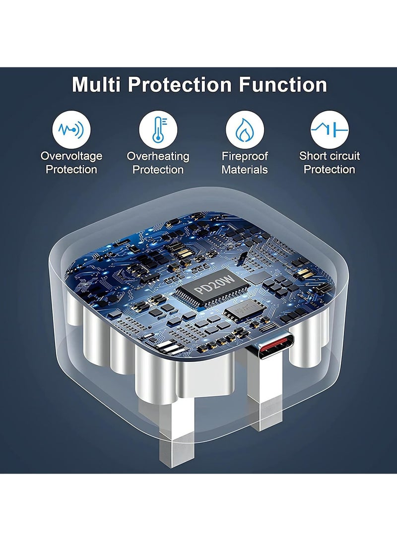 iPhone 20W Fast Charger | USB C Wall Fast Charger with USB C to Lightning Cable Compatible with iPhone 14/14 Pro/14 Pro Max/13/12/SE2020/11/XR/XS Max/X/iPad - Image 3