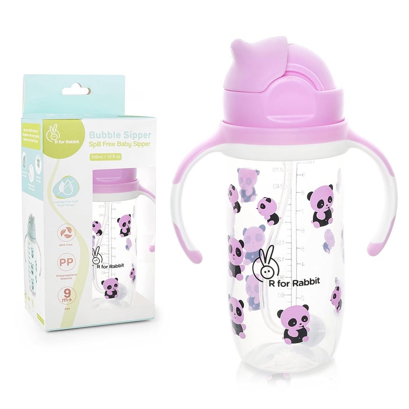 R for Rabbit Premium Bubble Baby Sipper - 300ml Pink - Image 1