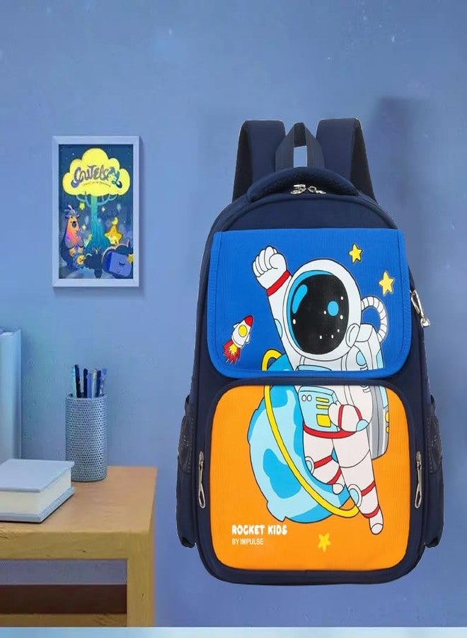 إمبلس حقيبة ظهر أنيقة وعصرية مقاومة للماء مطبوعة، سعة 25 لتر، مناسبة للجنسين، حقيبة سفر جامعية بأربعة أقسام، حقيبة مدرسية للأولاد والبنات (برتقالي) - Image 2