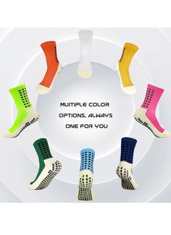 Generic Men's Soccer Socks Anti Slip Non Slip Grip Pads for Football Basketball Sports Grip Socks, 4 Pair  - Image 2