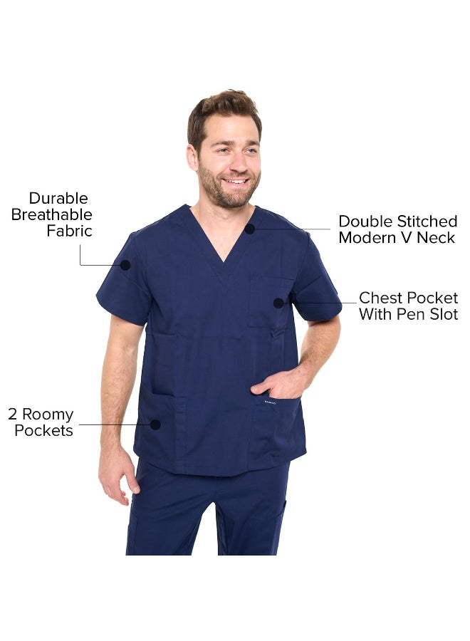 Dagacci Medical Uniform Dagacci Medical Uniform Scrubs Medical Uniform Unisex Scrubs Set Medical Scrubs Top and Pants Large White - Image 3