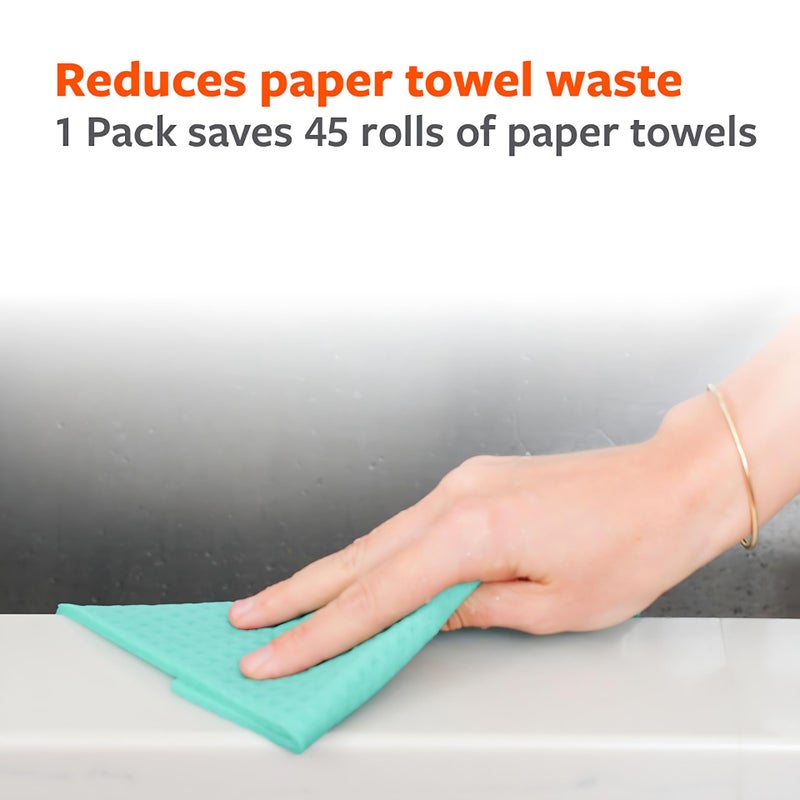 Full Circle Squeeze - Cellulose Sponge Cloths, Super Absorbent Dishtowels, Reuseable Paper Towel Alternative, 100% Natural Plant-Based, 3-Pack, Multicolor - Image 4