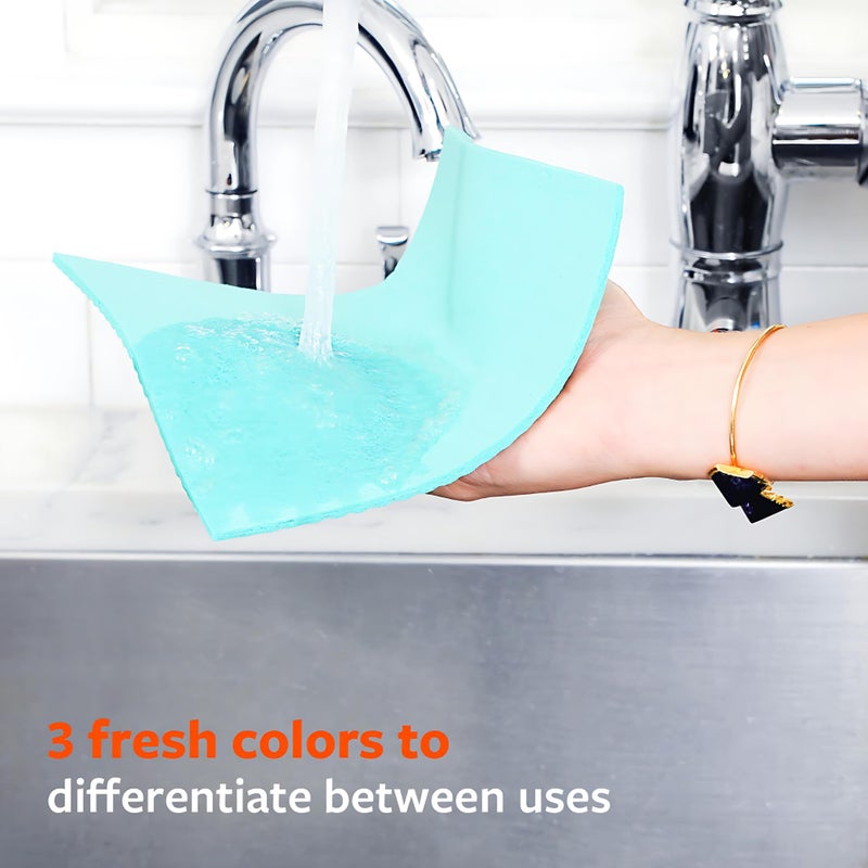 Full Circle Squeeze - Cellulose Sponge Cloths, Super Absorbent Dishtowels, Reuseable Paper Towel Alternative, 100% Natural Plant-Based, 3-Pack, Multicolor - Image 5