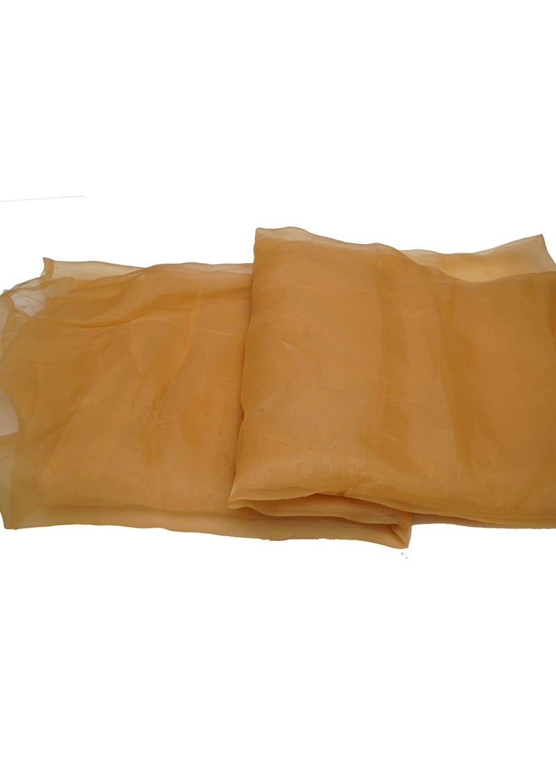 Pehnava Fab studio Pehnava Fab studio Tissue Organza Fabric For Dress Cloth Material For Use In Fancy Garments Making Frocks Dresses And Also Wrapping Party Wedding DecorationsPeru2 Meter Solid Beige  - Image 3