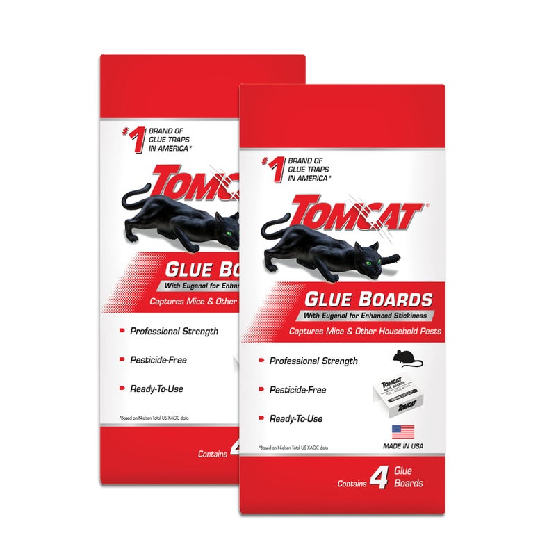 Tomcat Glue Boards with Eugenol for Enhanced Stickiness, 4 Per Box, 2-Pack - Image 1