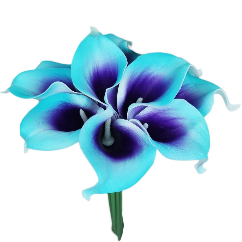 Lily Garden Lily Garden Mini 15 Artificial Calla Lily 10 Stem Flower Bouquets Purple and Turquoise 