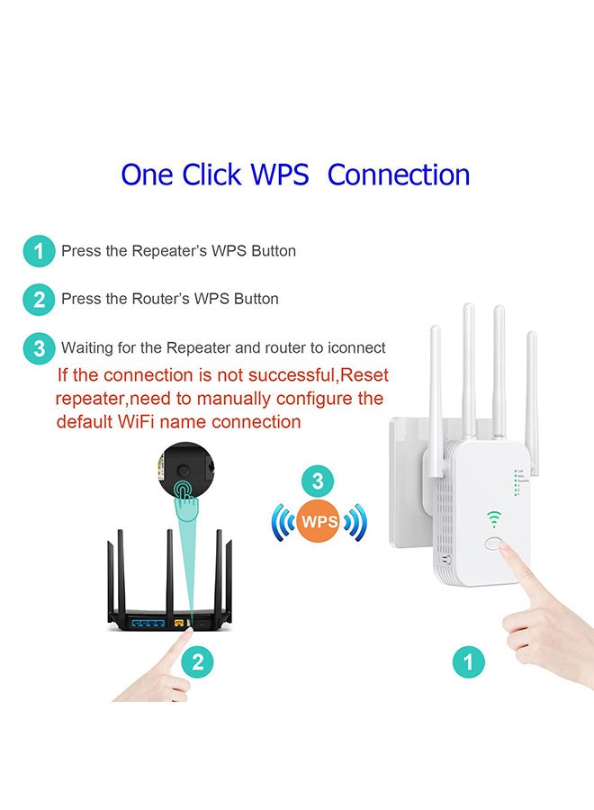 هافن مكرر إشارة الواي فاي 1200 ميجابت في الثانية، 5G/2.4G موسع الواي فاي ثنائي النطاق، منافذ الشبكة المحلية والشبكة الواسعة، الضبط بلمسة واحدة، التوصيل والتشغيل، مكبر صوت الواي فاي المكتبي والموطن - Image 2